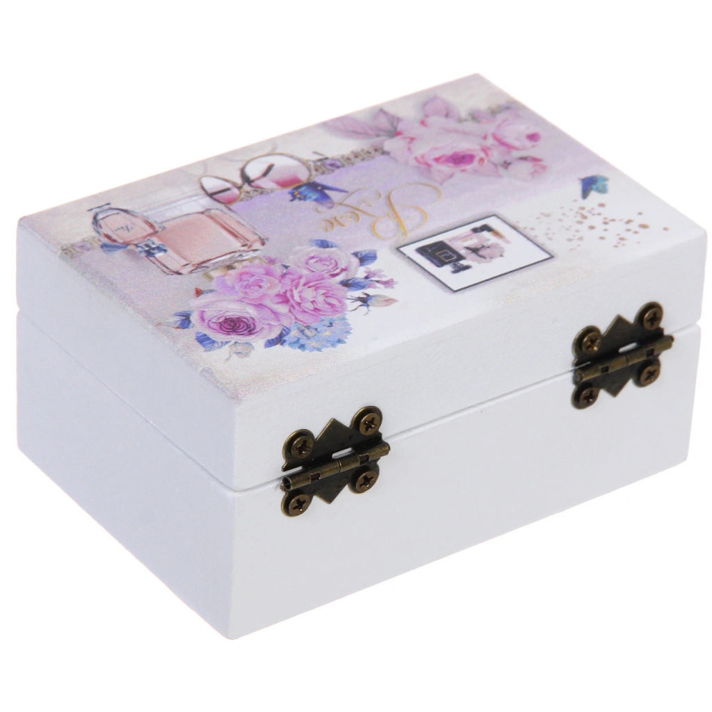 Шкатулка деревянная с зеркалом "МАРЦИПАН", пудровые пионы, 9.5*6.5*5см (в коробке)