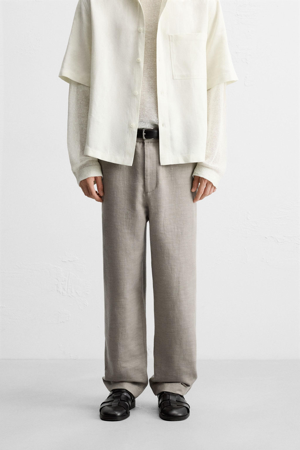 TEXTURED REGULAR FIT TROUSERS - Zara фото 2