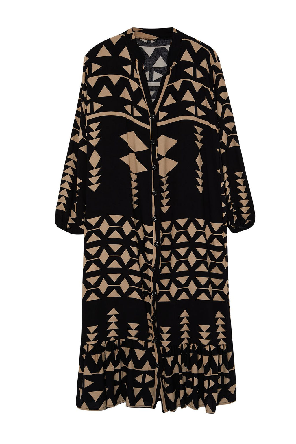 TRENDYOLMILLA Mavi Bask?l? Midi Genis Kseim Bordur Desen Detayl? Dokuma Elbise Dokuma Elbise TWOSS24EL01019 фото 7