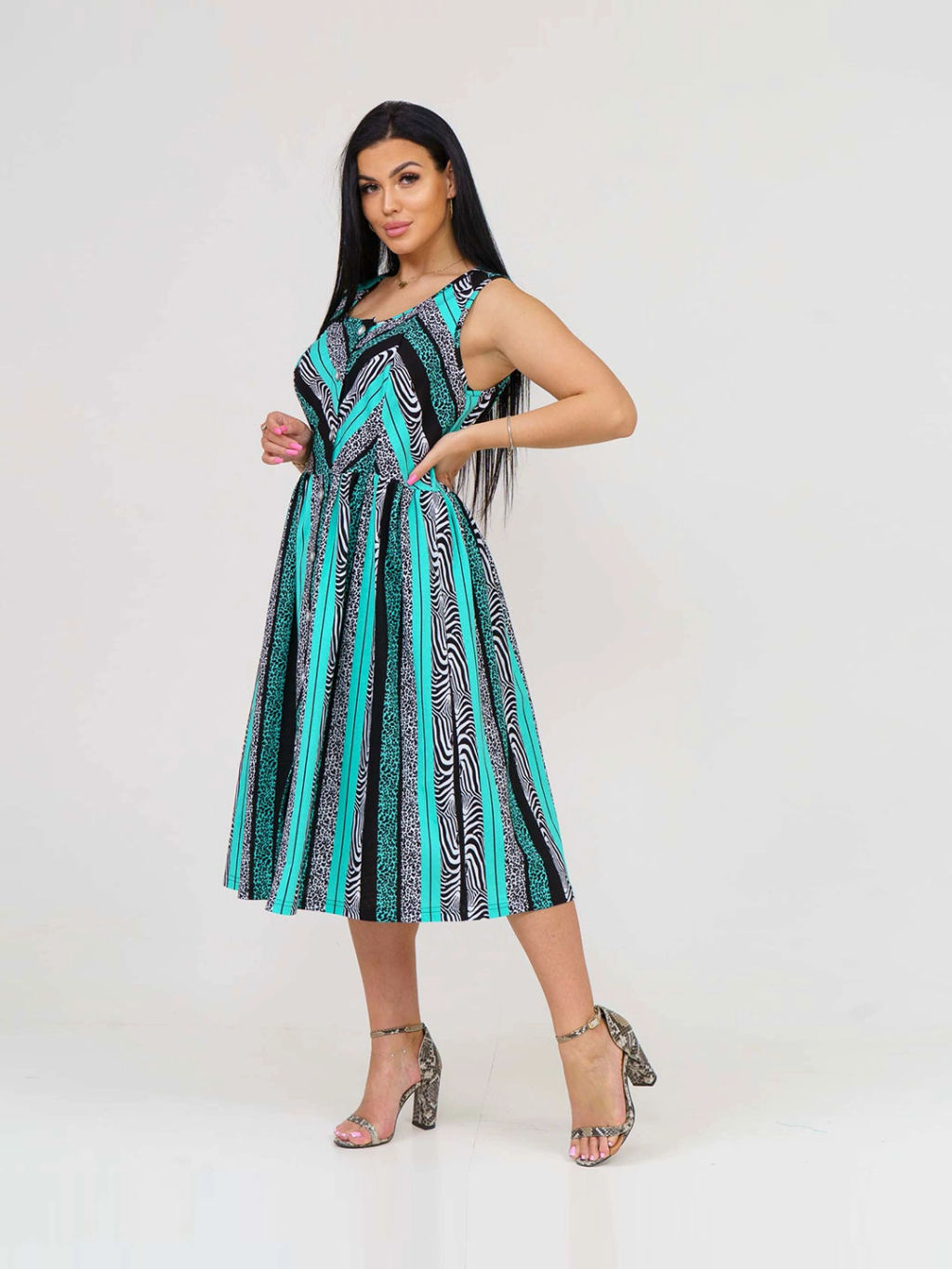 Сарафан женский, цвет черный зеленый