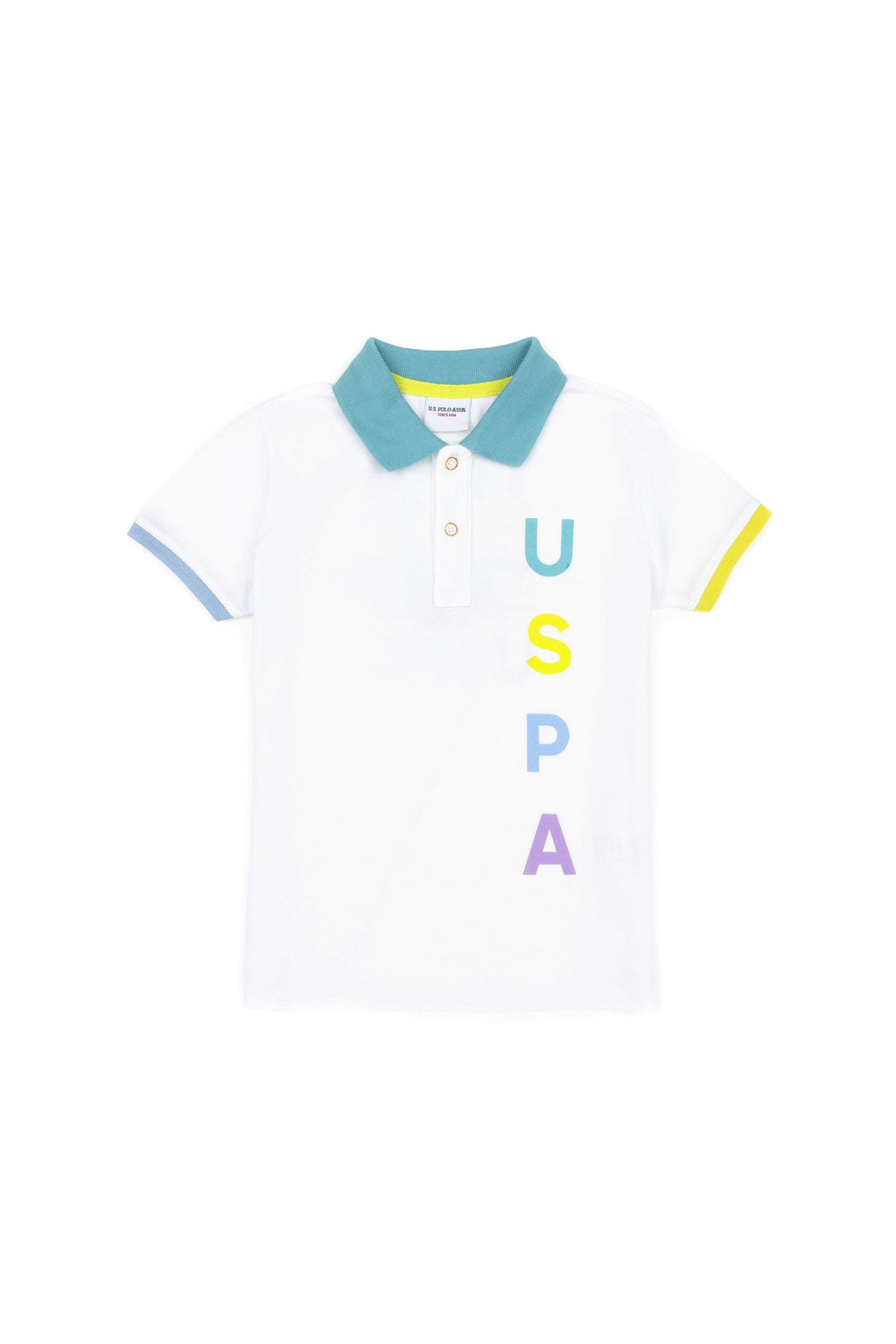 Футболка-поло U.S. Polo Assn для мальчика белая из хлопка  фото 2