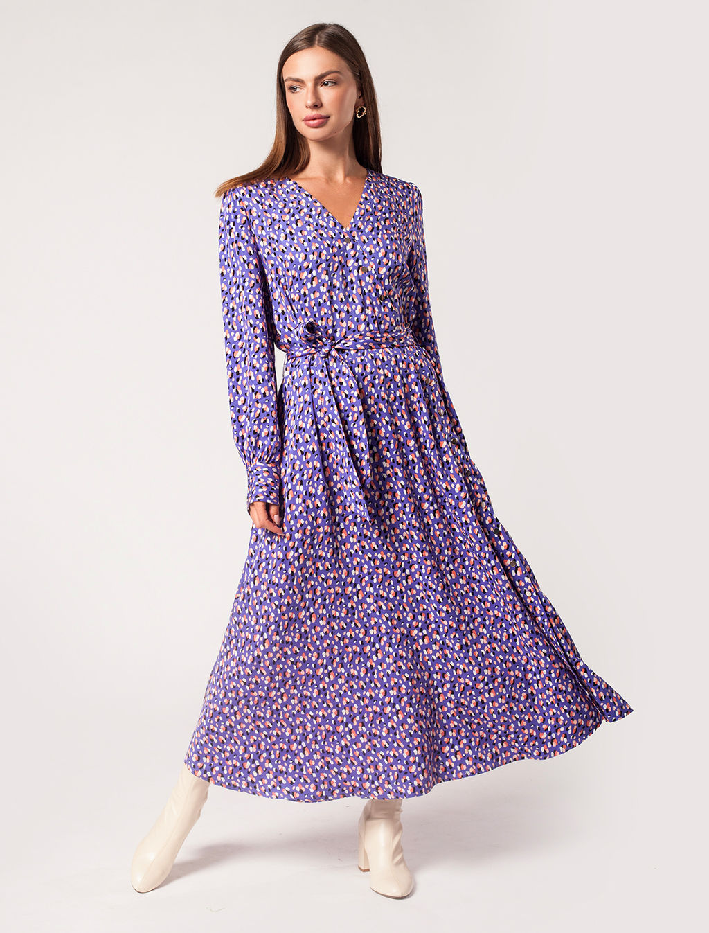 VILATTE / Платье из премиальной вискозы с застежкой на пуговицы сбоку до низа  фото 5