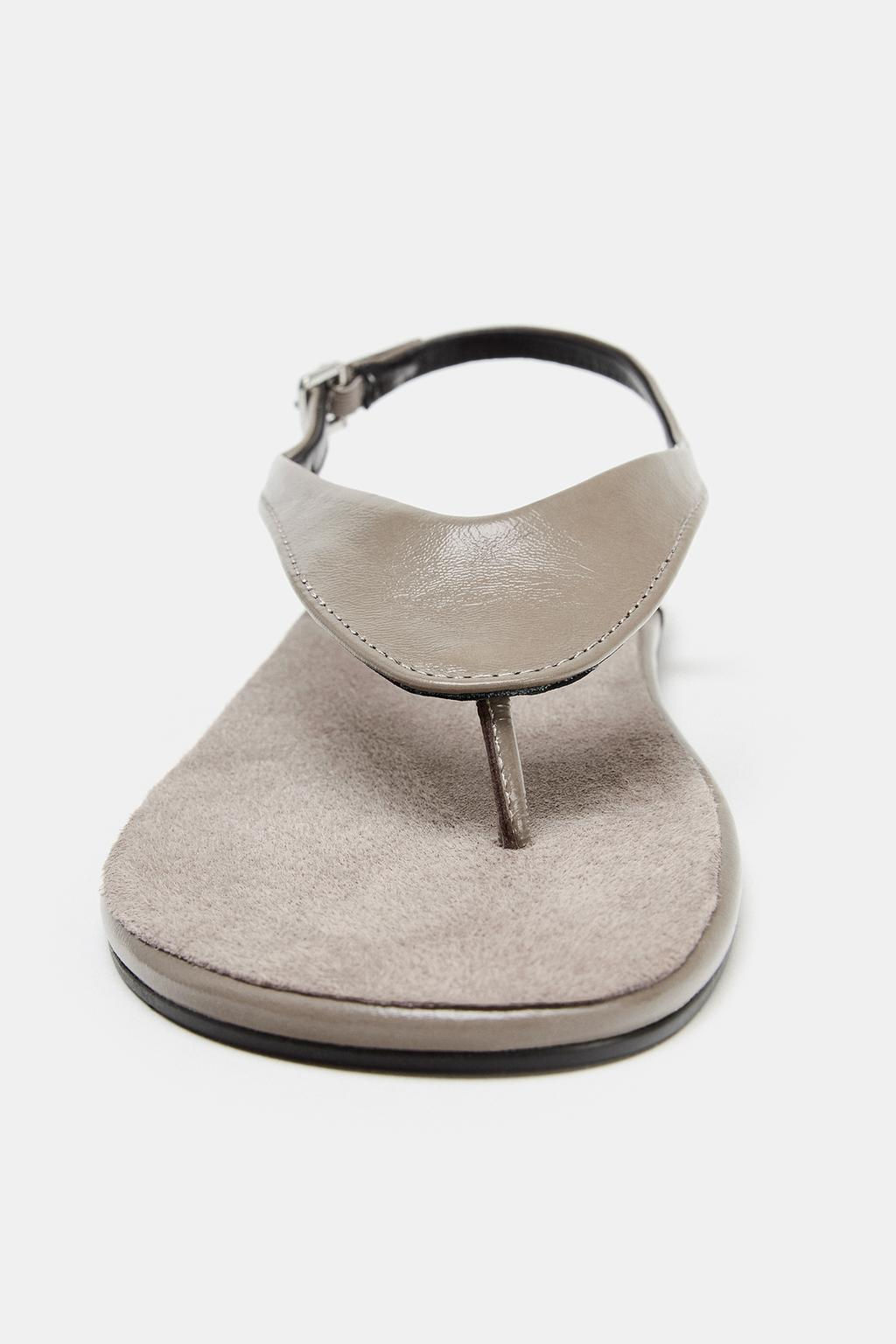 LIMITED EDITION FLAT LEATHER SANDALS - Zara фото 5