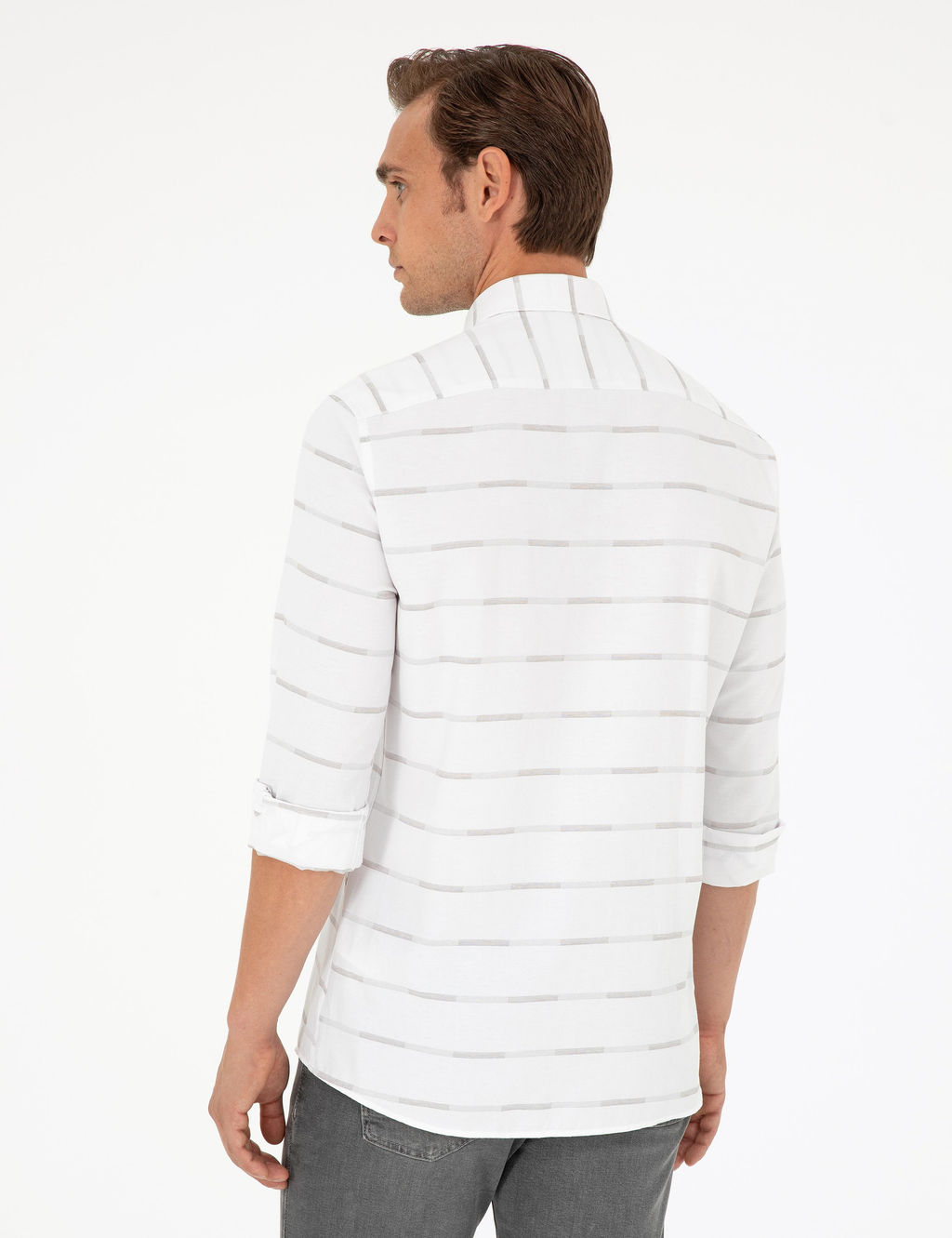 Bej Slim Fit Uzun Kollu G_mlek