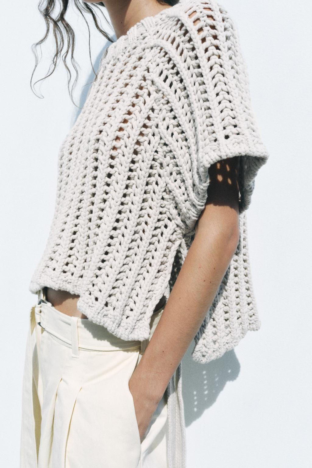 CHUNKY KNIT TOP WITH SIDE STRAPS - Zara фото 2