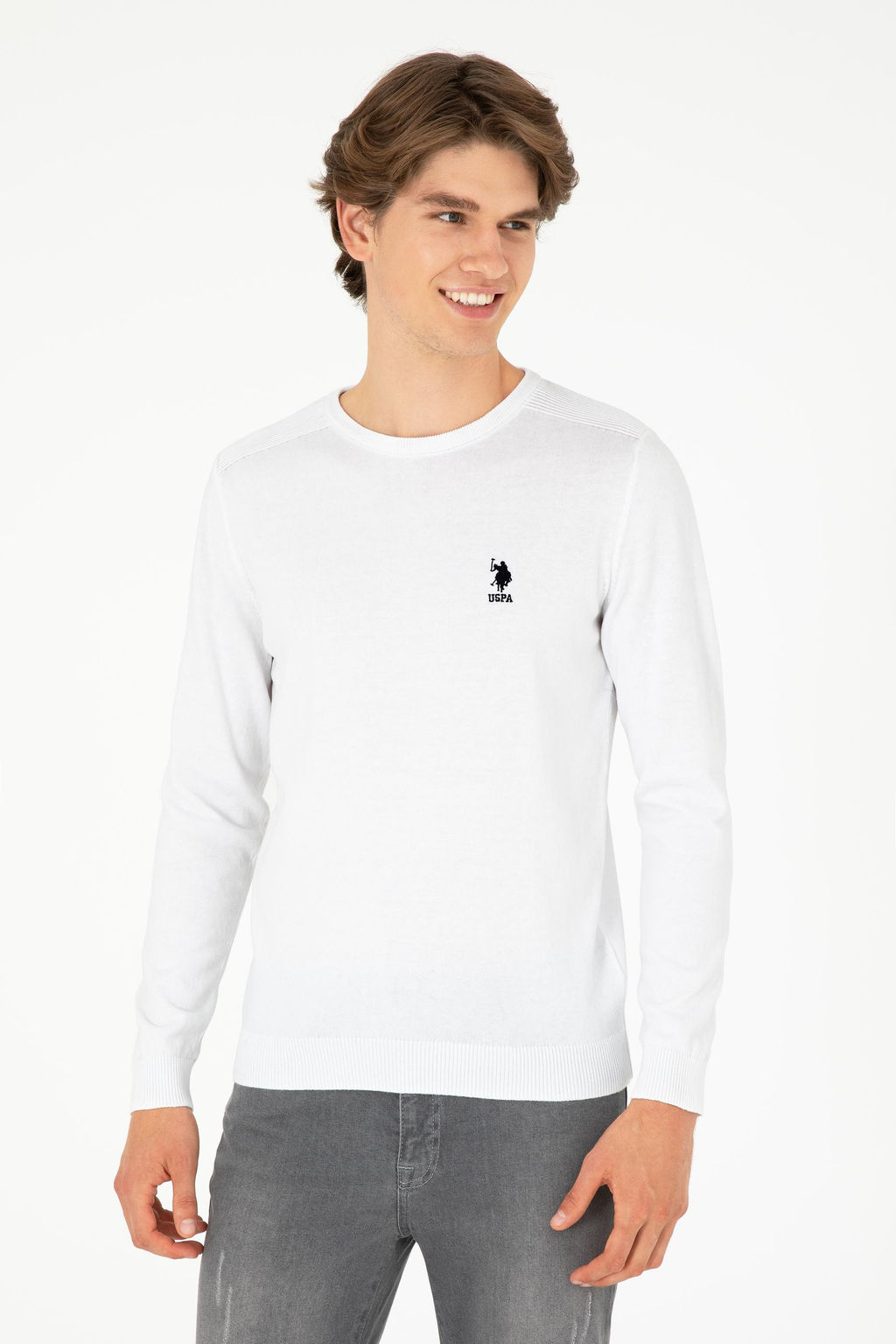 Мужской белый базовый свитер Неожиданная скидка в корзине - U.s. polo assn фото 3