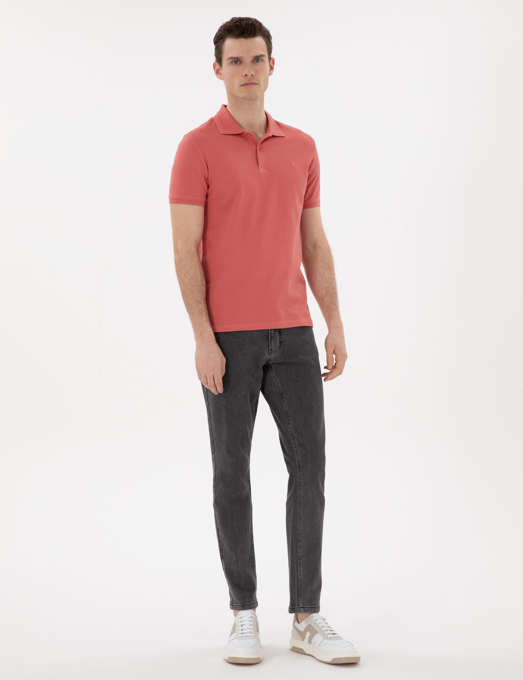Mercan Slim Fit %100 Pamuk Polo Yaka Basic Ti__rt