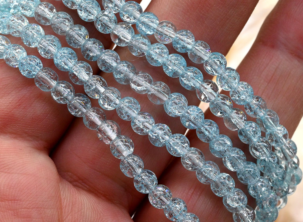 Браслет из сахарного кварца шарик 4мм цв.голубой, 17см