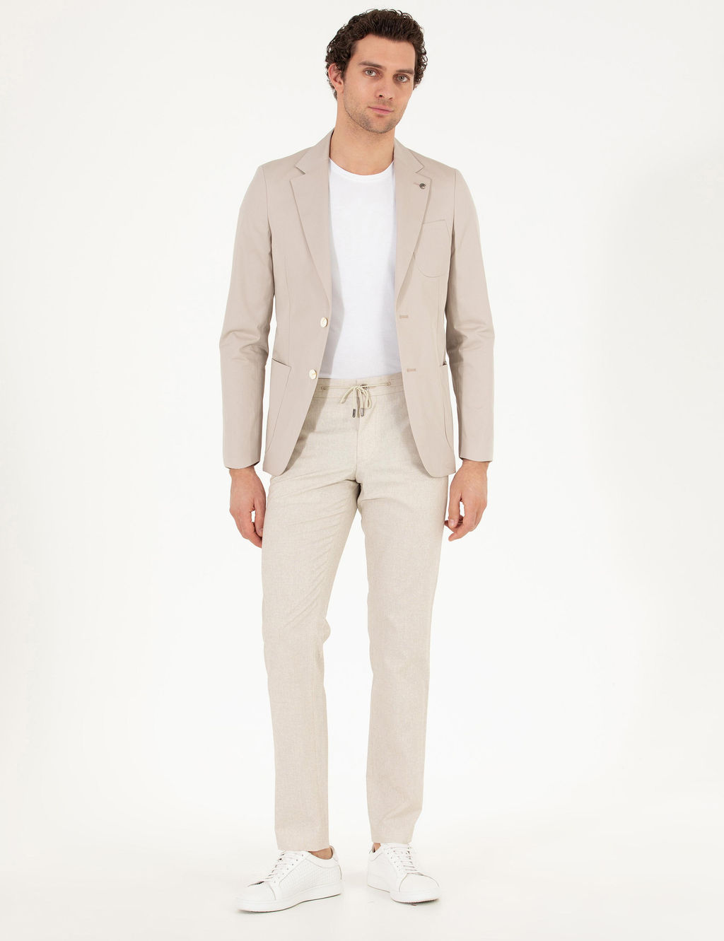 Bej Slim Fit Ceket