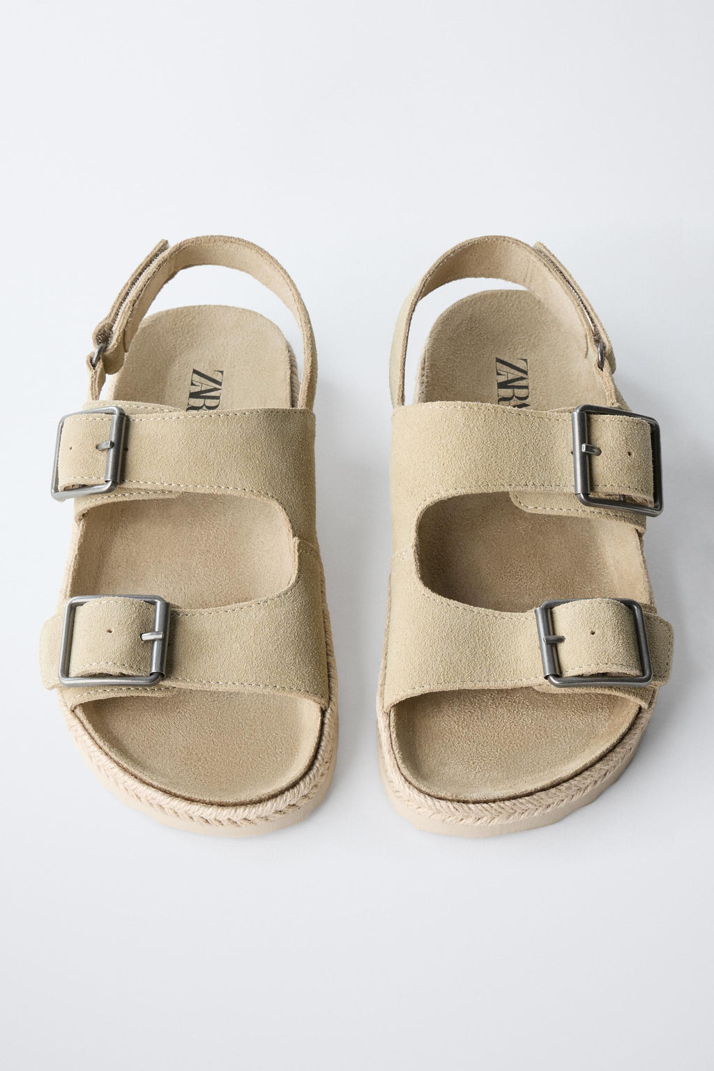 LEATHER SANDALS WITH JUTE BUCKLES - Zara фото 4