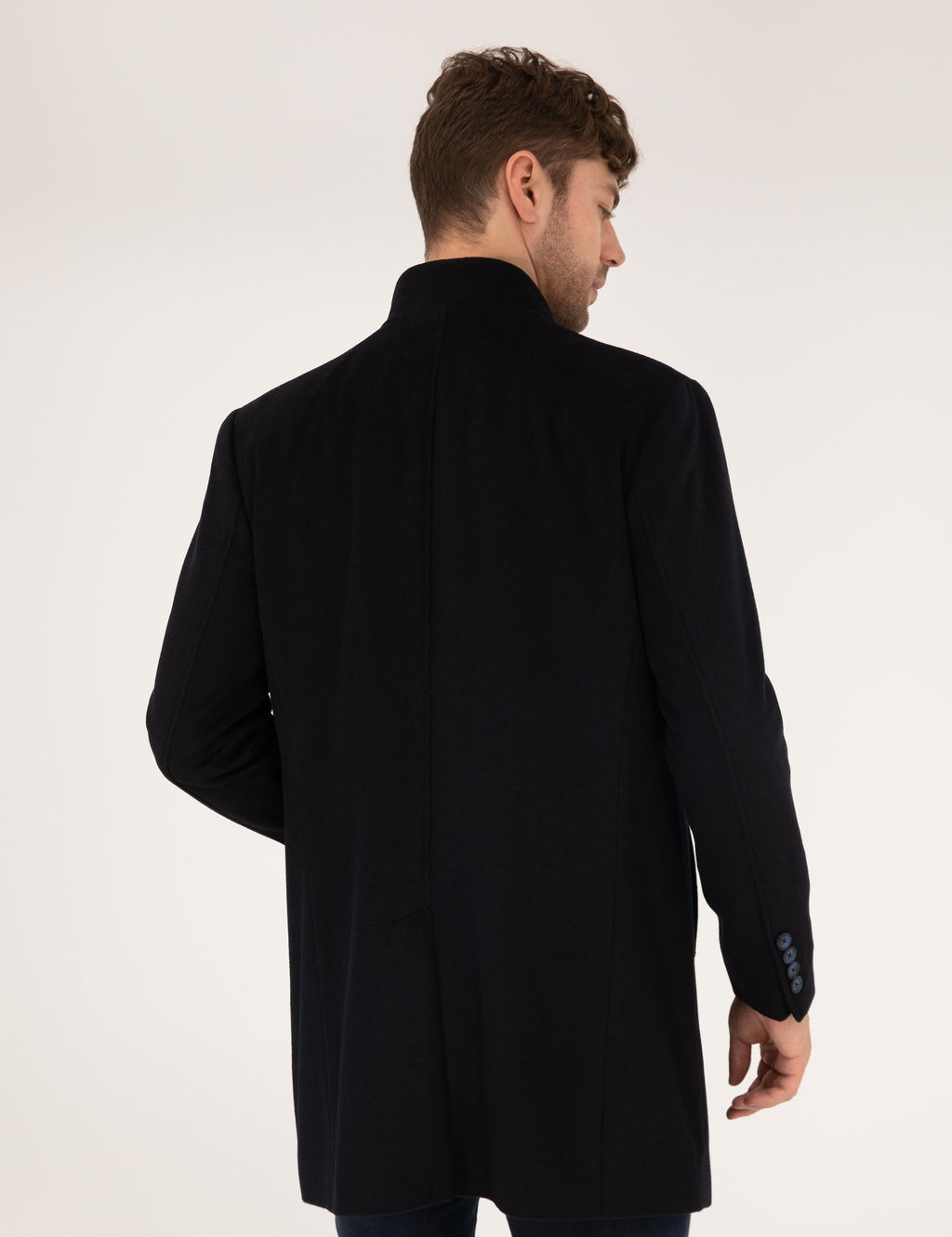 Lacivert Slim Fit Palto