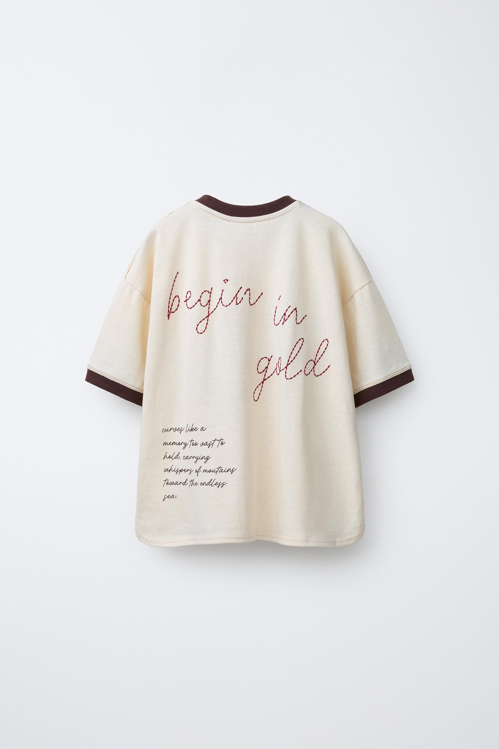 CAMISETA RIB CONTRASTE BORDADO / Crudo - Zara фото 2