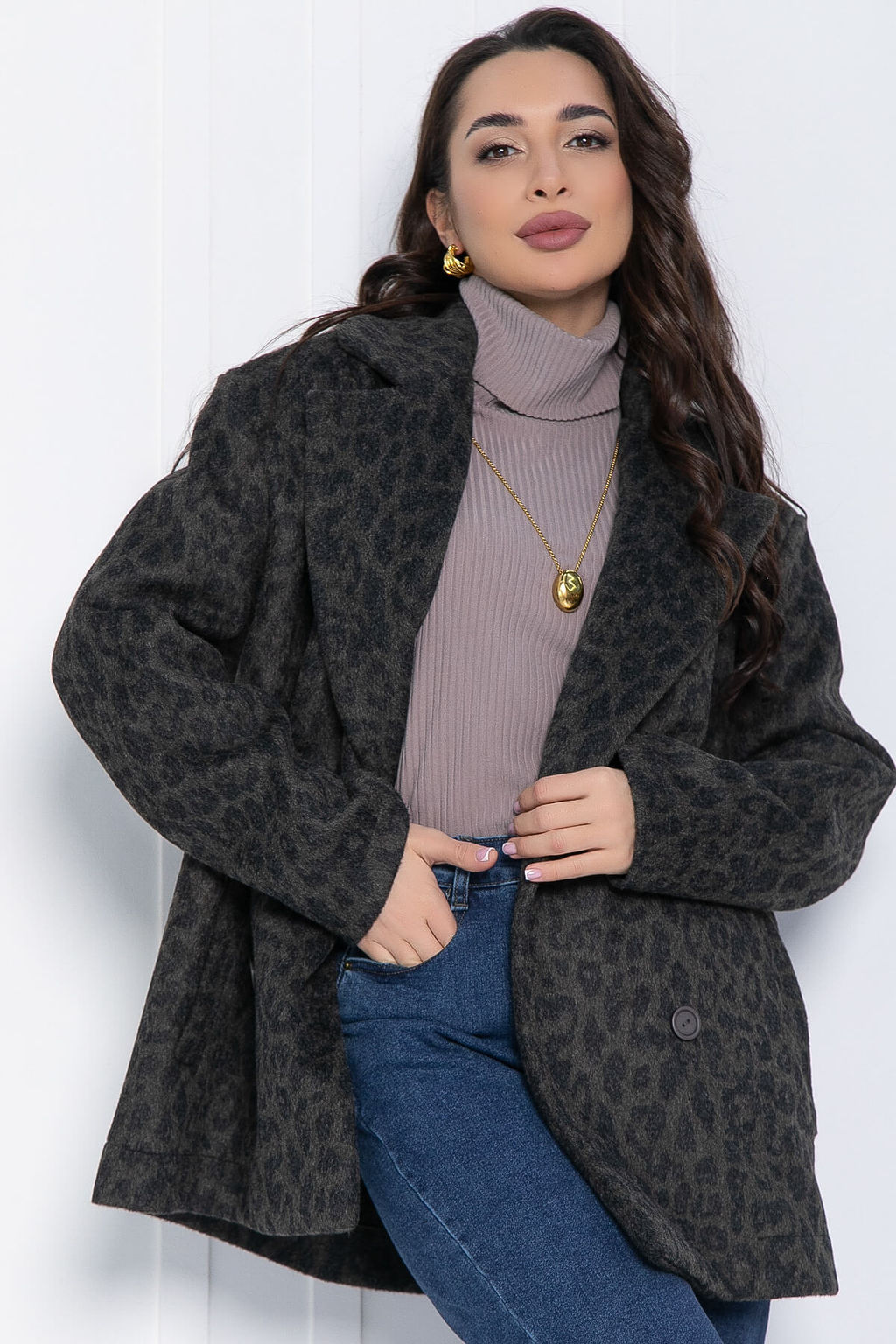 Пальто Я в теме (серый/лео) Б12632-7 - Lt collection фото 7