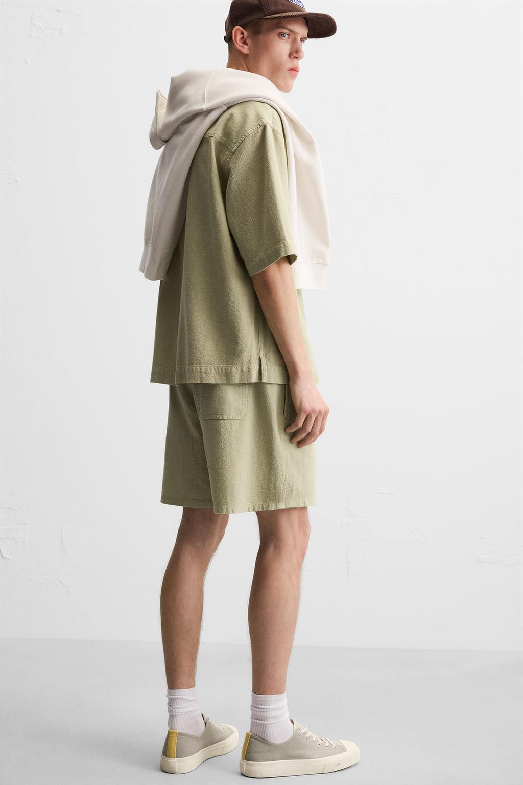 EMBROIDERED TEXTURED BERMUDA SHORTS - Zara фото 5