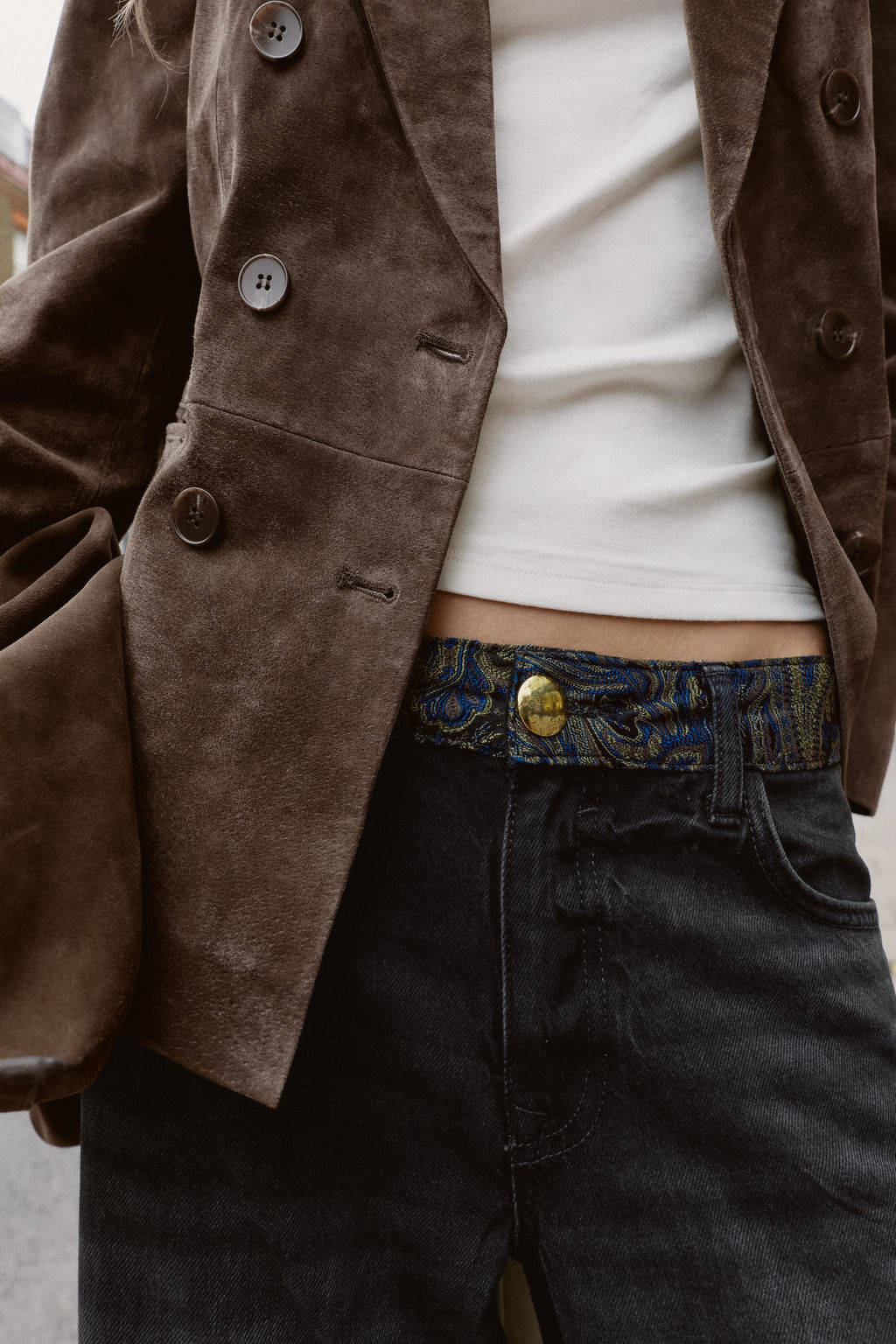 Z1975 MID-WAIST JACQUARD WAIST JEANS - Zara фото 13