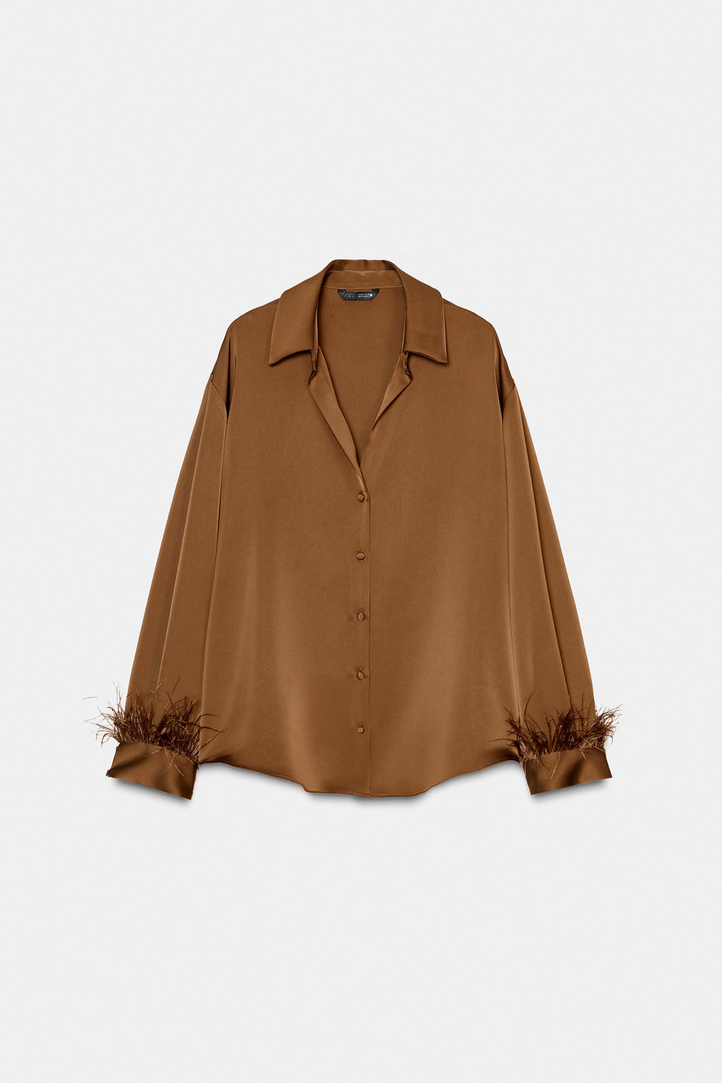 FEATHER SATIN BLOUSE - Zara фото 7