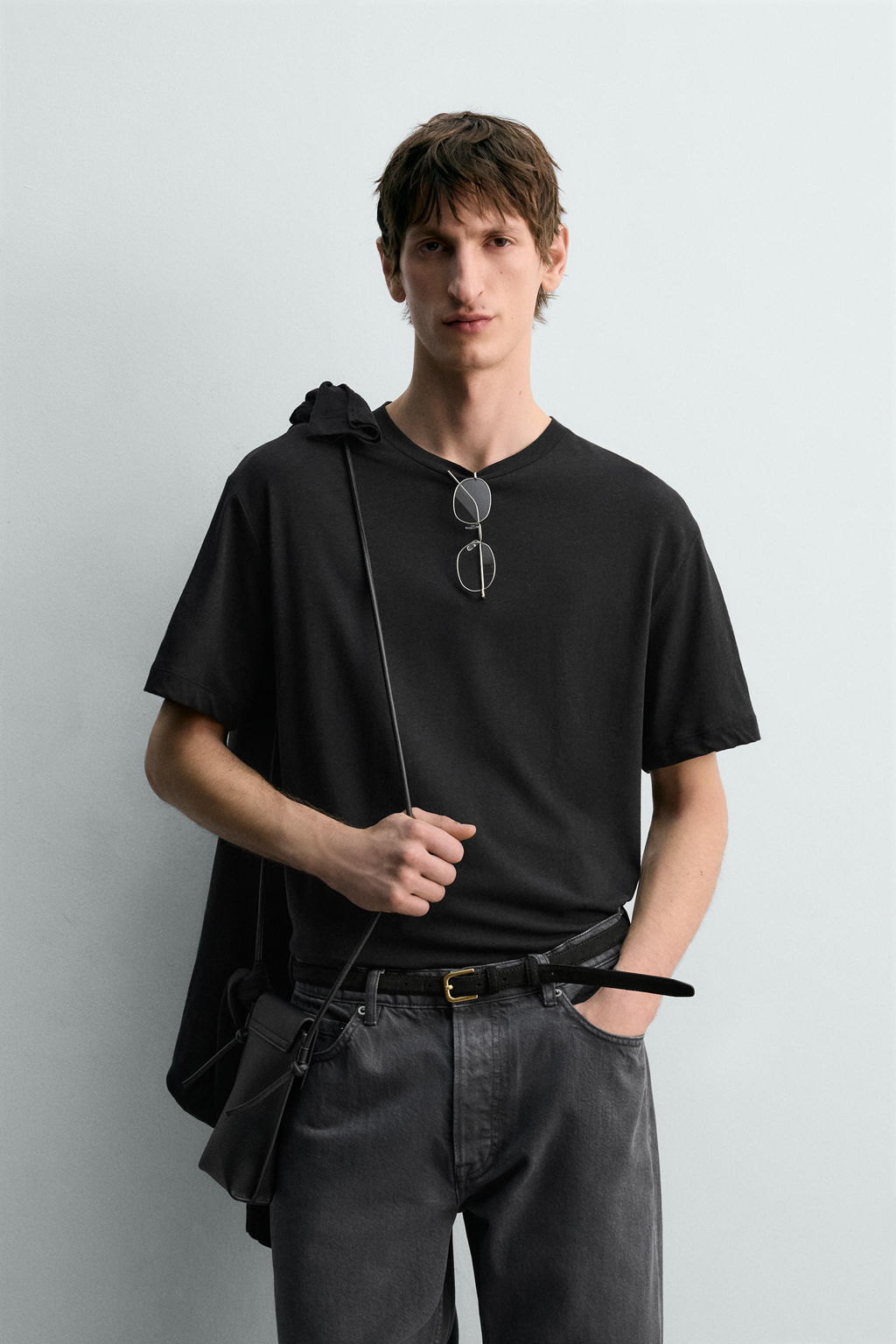 CAMISETA RELAXED FIT ALGOD?N - LINO / Negro - Zara фото 2