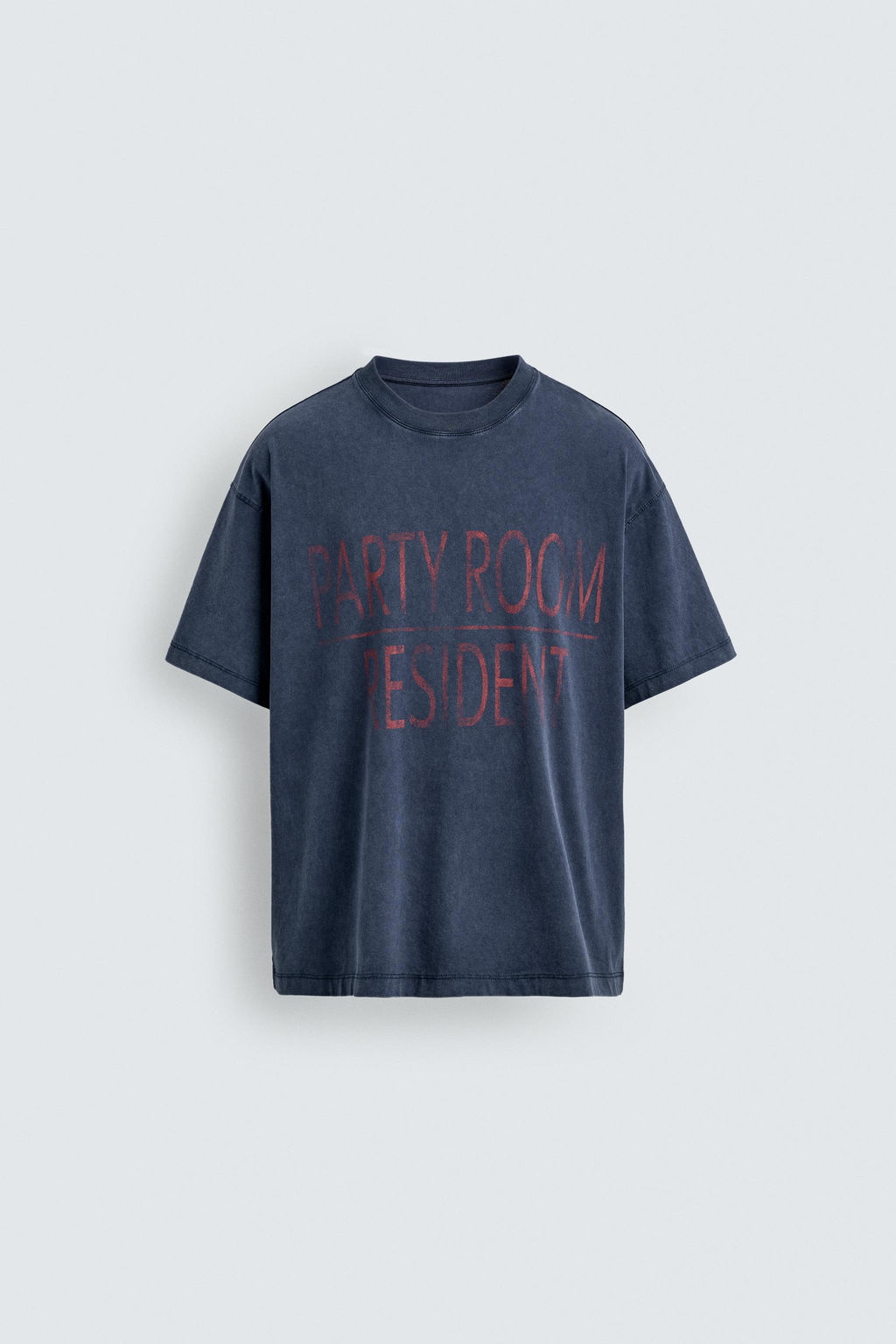 CAMISETA TEXTO EFECTO LAVADO / Azul
