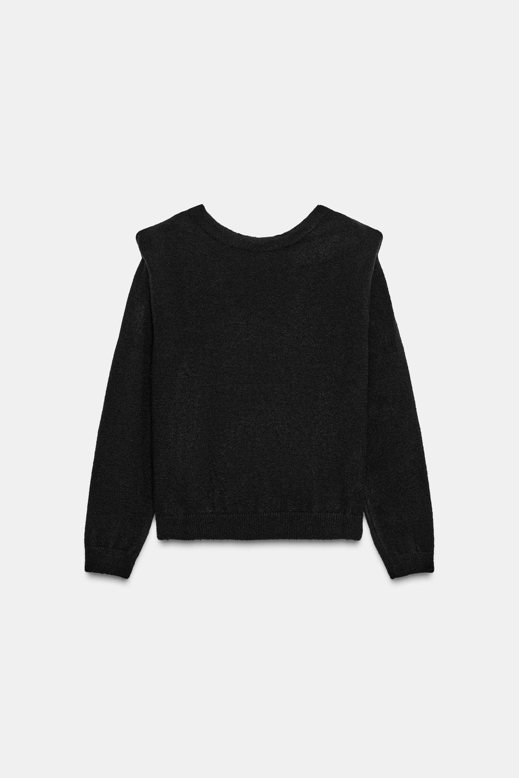 PLAIN KNIT JUMPER WITH V-NECK BACK AND SHOULDER PADS