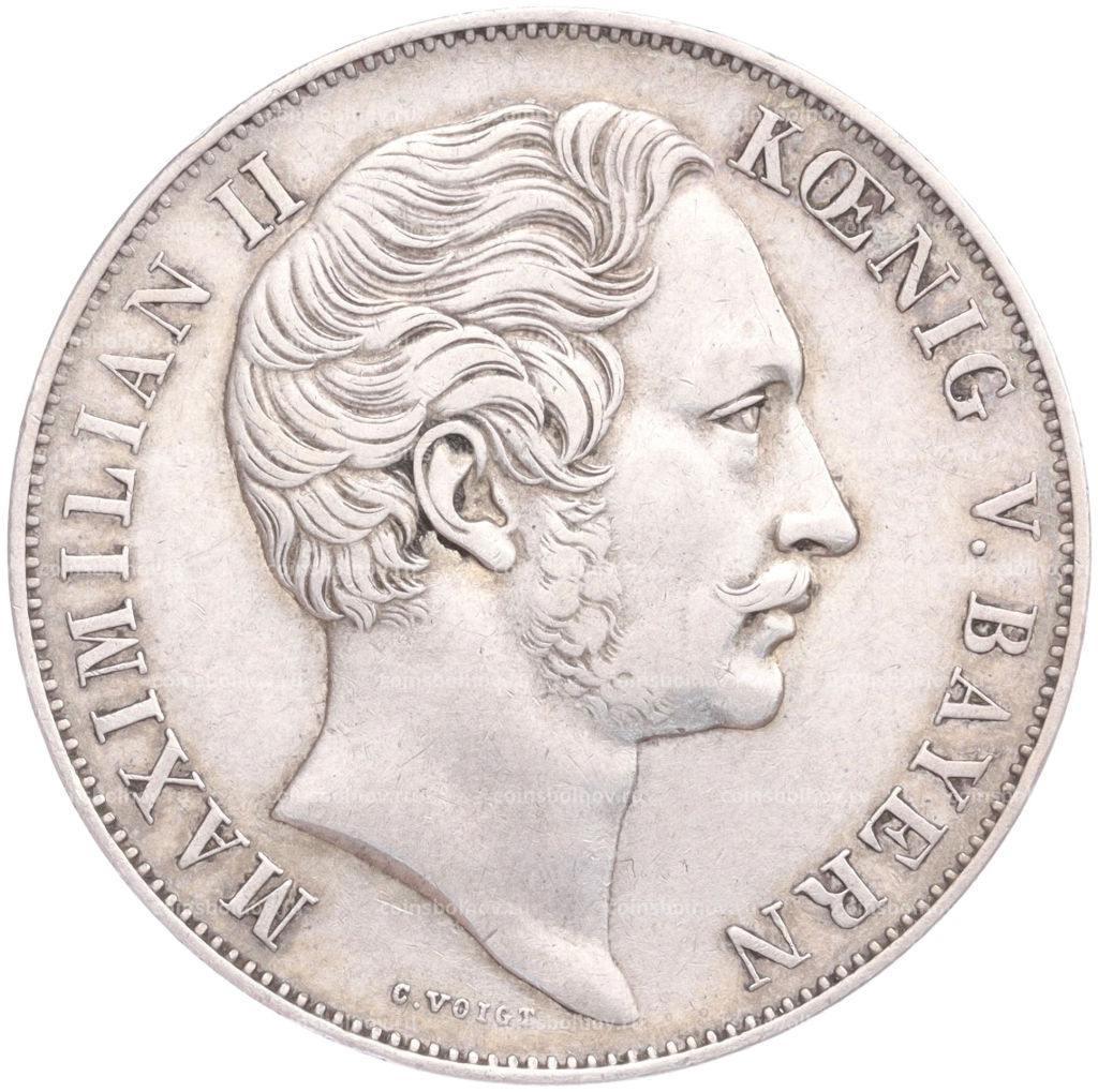 2 гульдена 1855 года Бавария Восстановление колонны Мадонны в Мюнхене