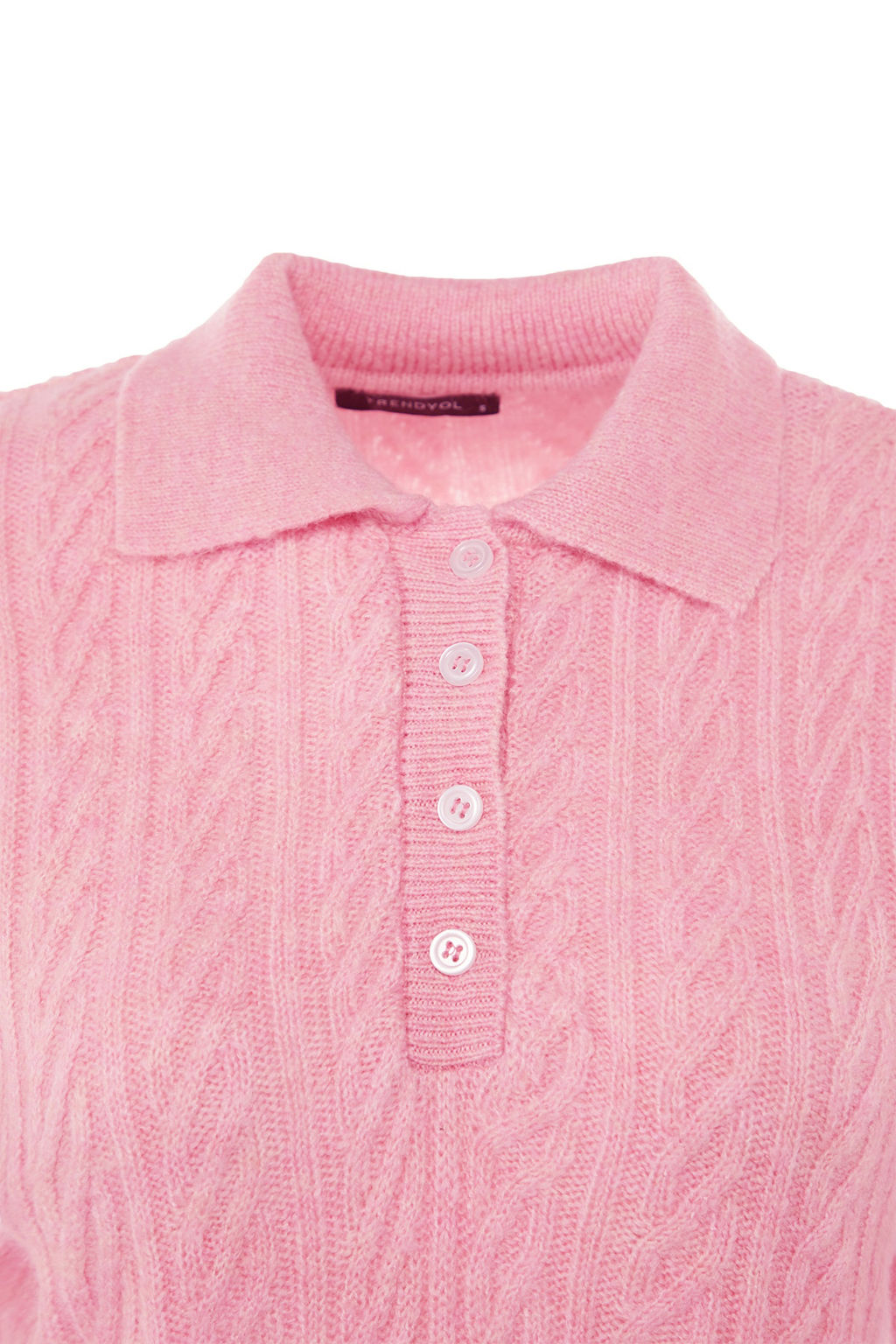 Pembe Genis Kal?p Yumusak Dokulu Triko Kazak TWOAW21KZ2635