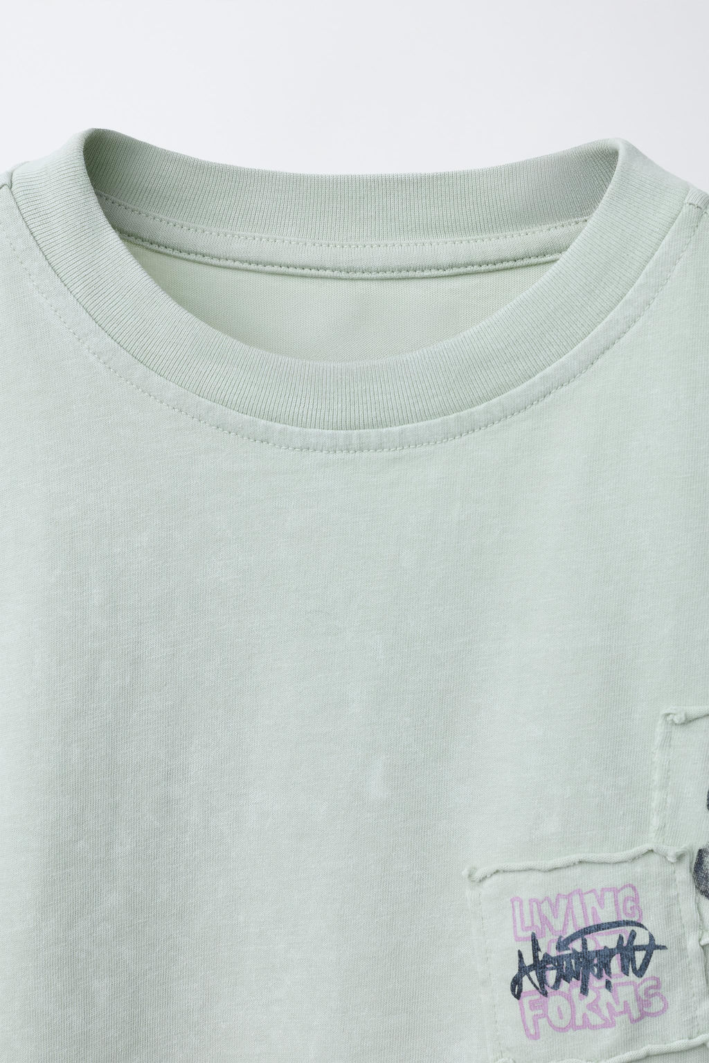 CAMISETA EFECTO LAVADO PARCHES / Verde agua - Zara фото 3