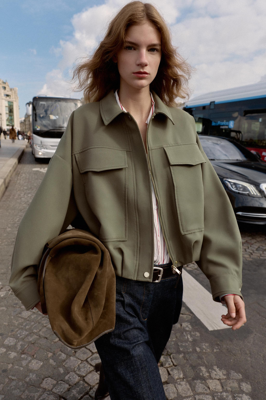 PLEATED HEM BOMBER JACKET - Zara фото 4