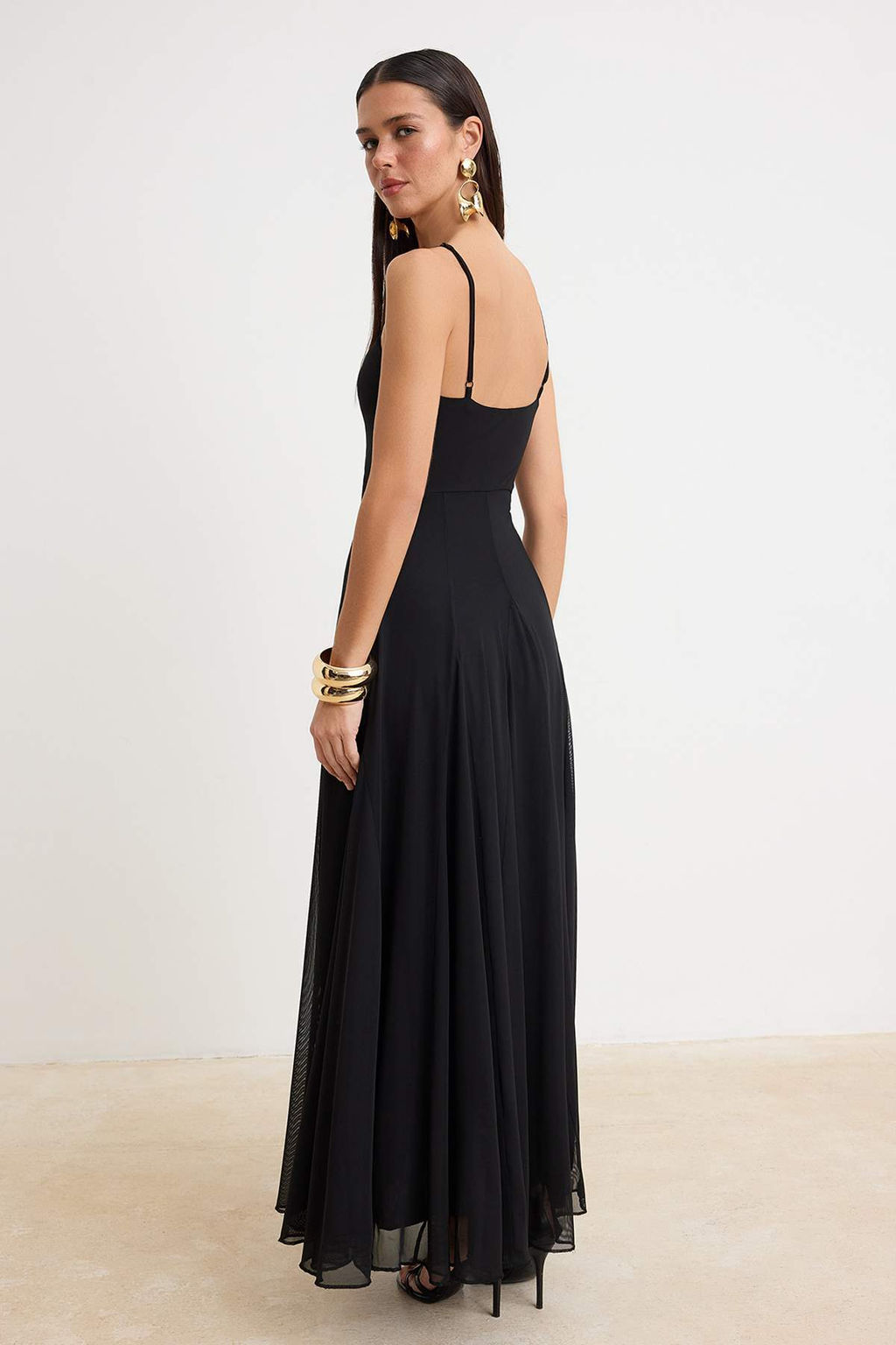 Siyah Duz Orme Sandy Maxi Abiye & Mezuniyet Elbisesi - Trendyolmilla фото 4
