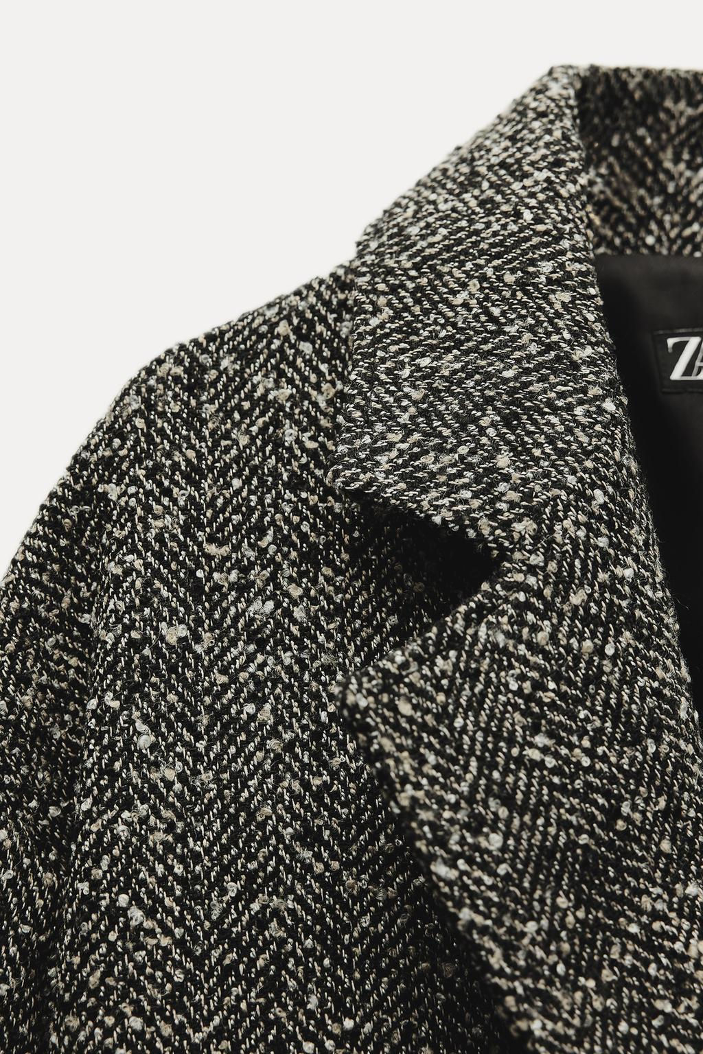 HERRINGBONE DROPPED SHOULDER COAT - Zara фото 6