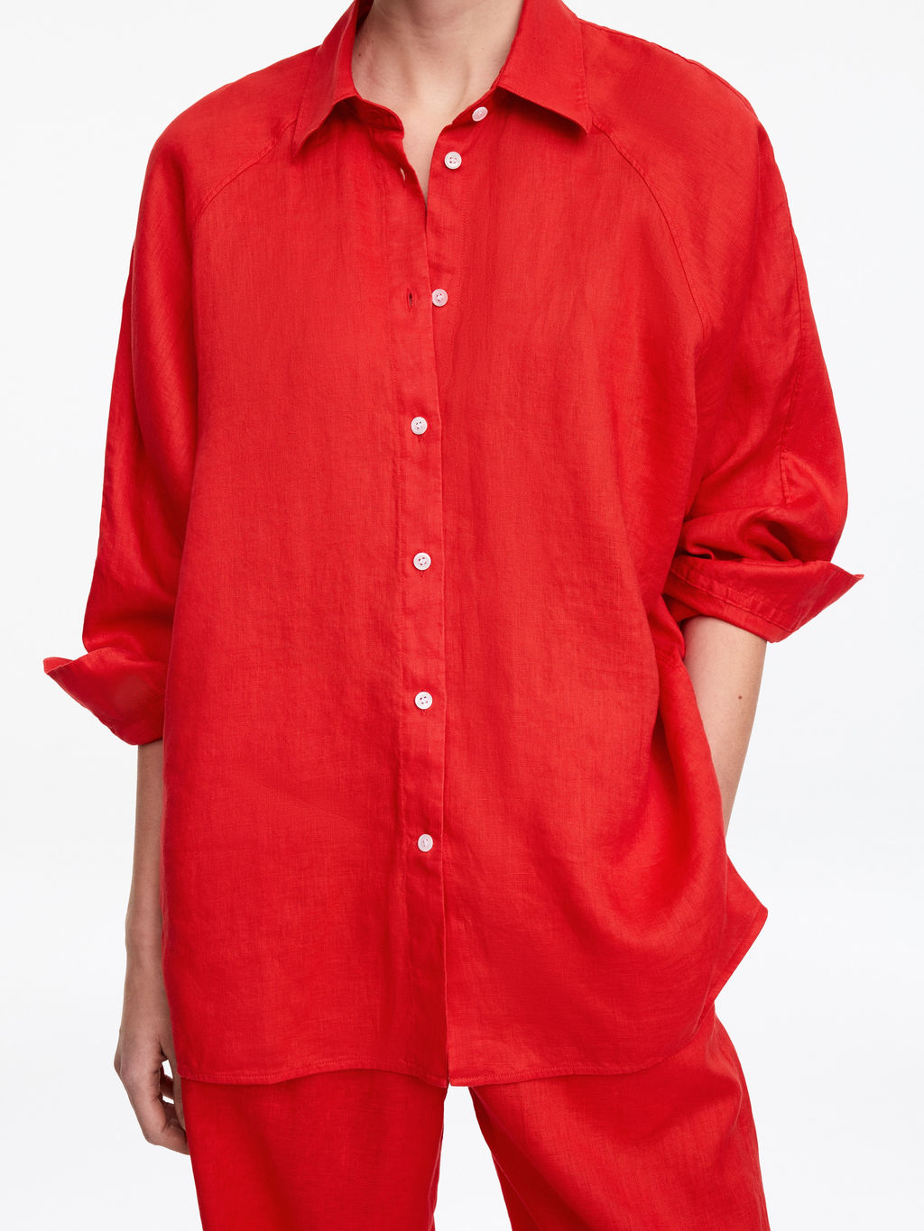 Camisa de lino holgada - H&m фото 7