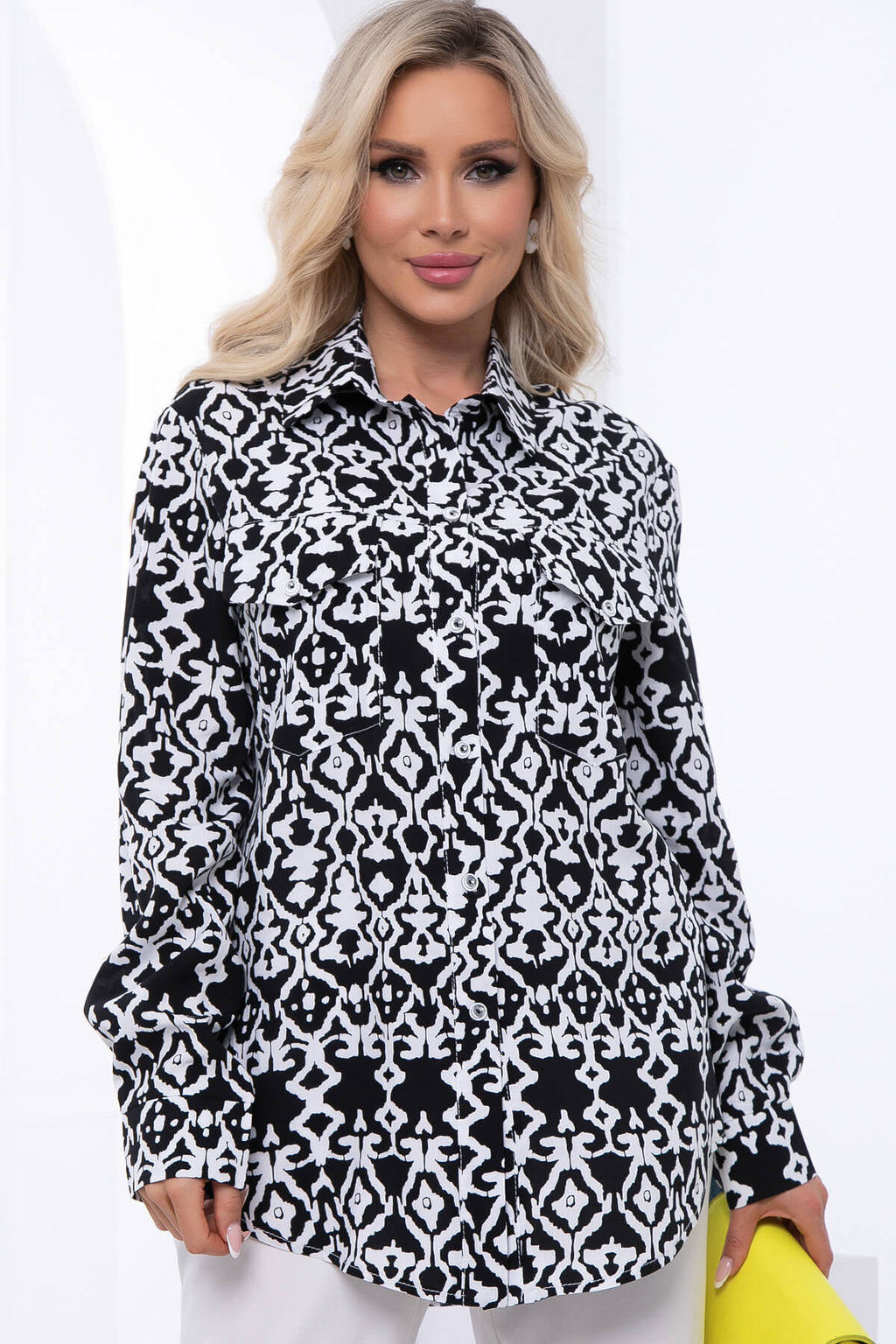 Рубашка Алеста (черно-белая) Б7020 - Lt collection фото 7