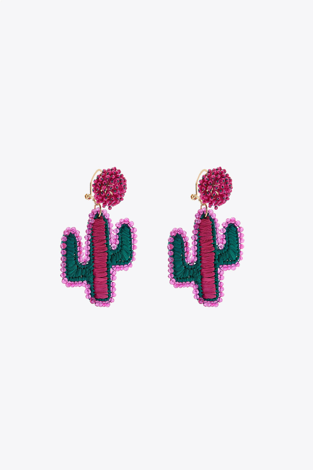 CACTUS RAFFIA RHINESTONE EARRINGS - Zara фото 4
