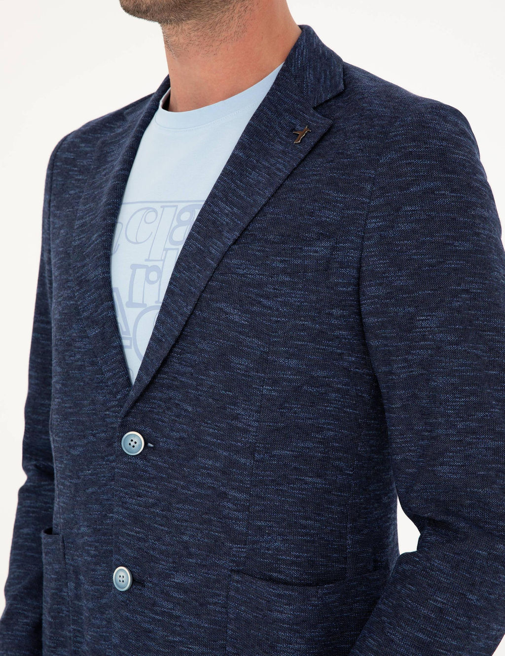 Темно-синяя приталенная куртка из смесового хлопка - Cacharel фото 7