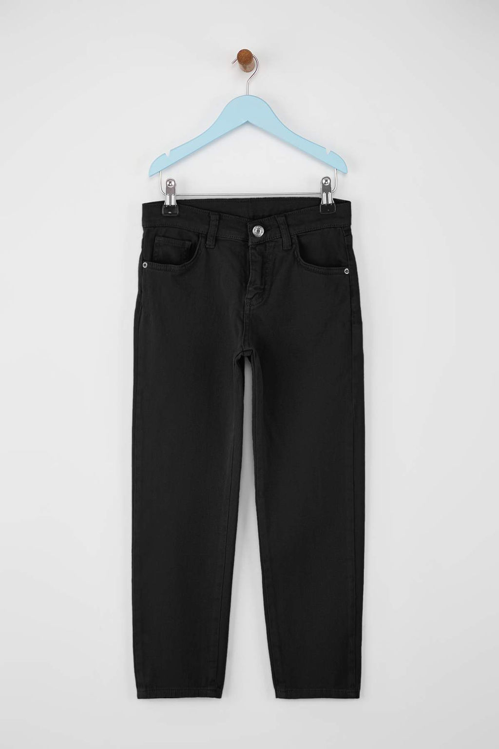 Siyah 100% Pamuk Beli Lastikli Duz/Basic Dokuma Erkek Cocuk Okul Pantolonu TKDAW26PL00002 - Trendyolmilla фото 2