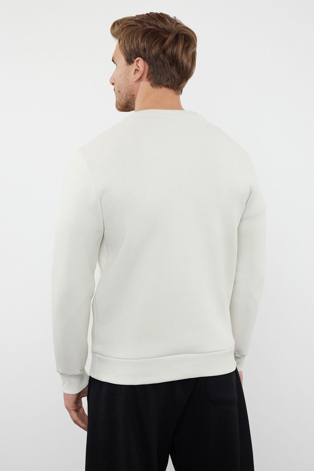 TRENDYOL MAN Tas Slim/Dar Kesim Kabar?k Bask?l? Ici Polarl? Sweatshirt TMNAW25SW00150 - Trendyolmilla фото 7