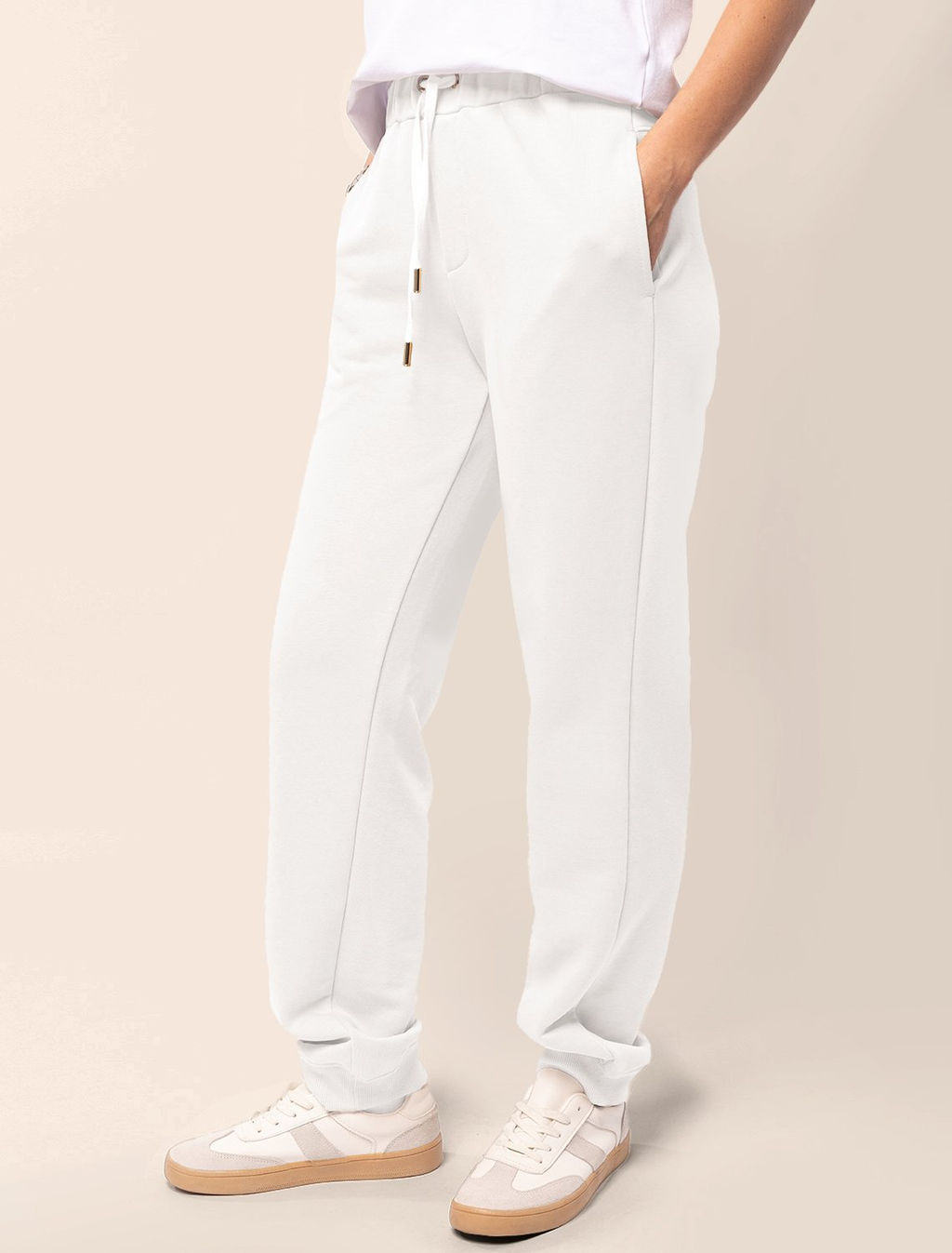 Брюки Vilatte D44.079 из хлопка молочные