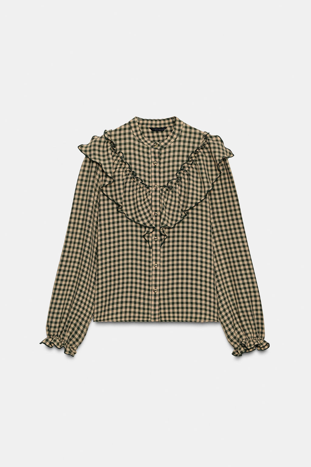 GINGHAM BLOUSE WITH RUFFLES - Zara фото 6