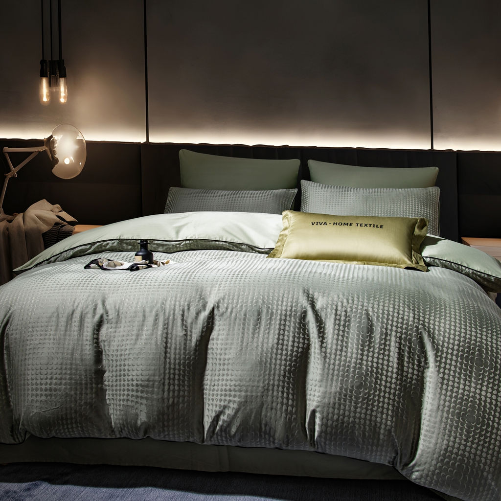 Комплект постельного белья на резинке Сатин-Жаккард Тессоро MTR003 Евро 4 Наволочки