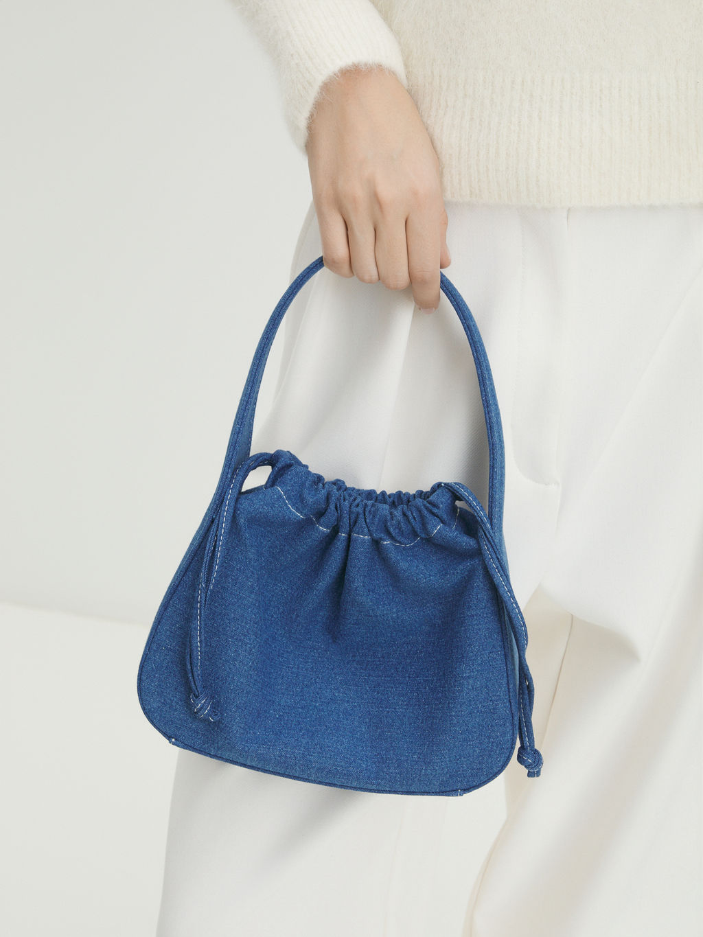 Женская сумка с ручками из денима MAISON DAVID LOLA Артикул 4354422, синий  фото 5