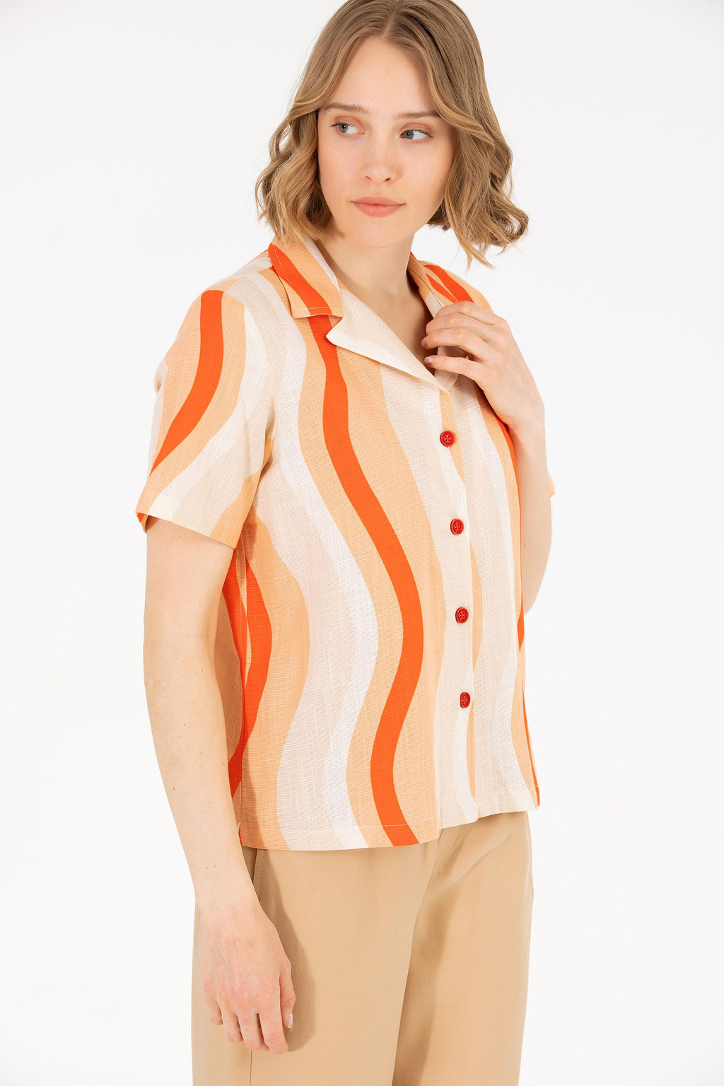 Женская красная рубашка с коротким рукавом - U.s. polo assn фото 2