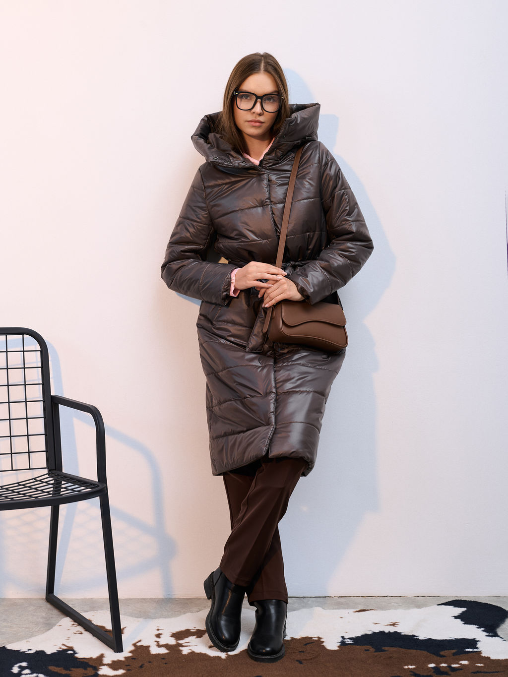 Пальто демисезонная "Анель" коричневый