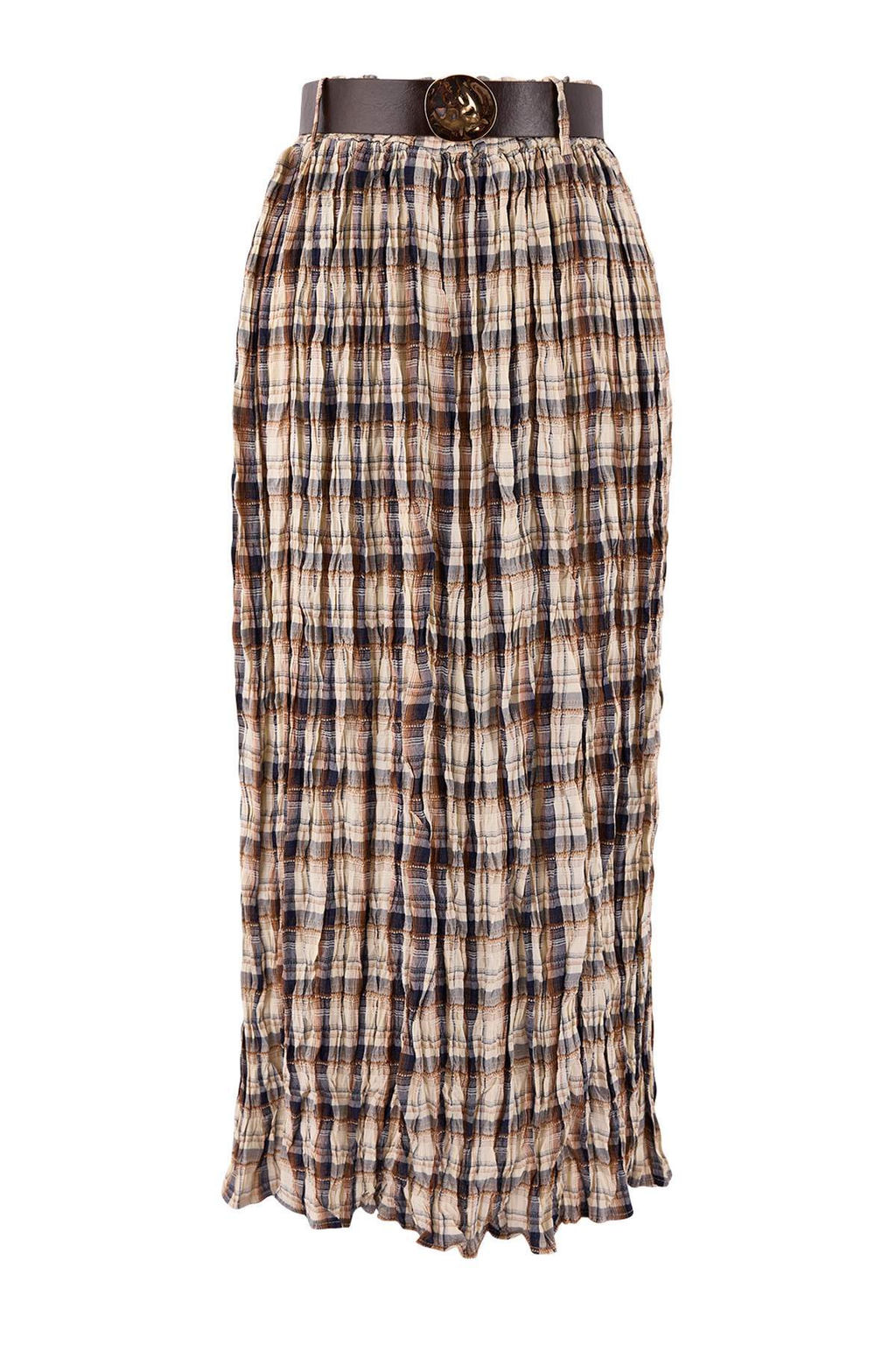 Cok Renkli Ekoseli Kemerli K?r?s?k Dokuma Uzun Maxi Etek TWOAW26ET00174 - Trendyolmilla фото 5