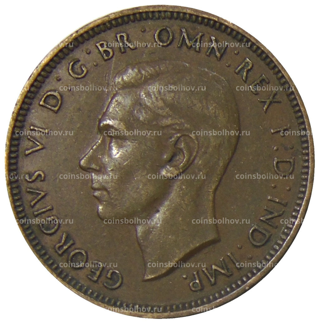 Монета 1/2 пенни 1938 года Австралия