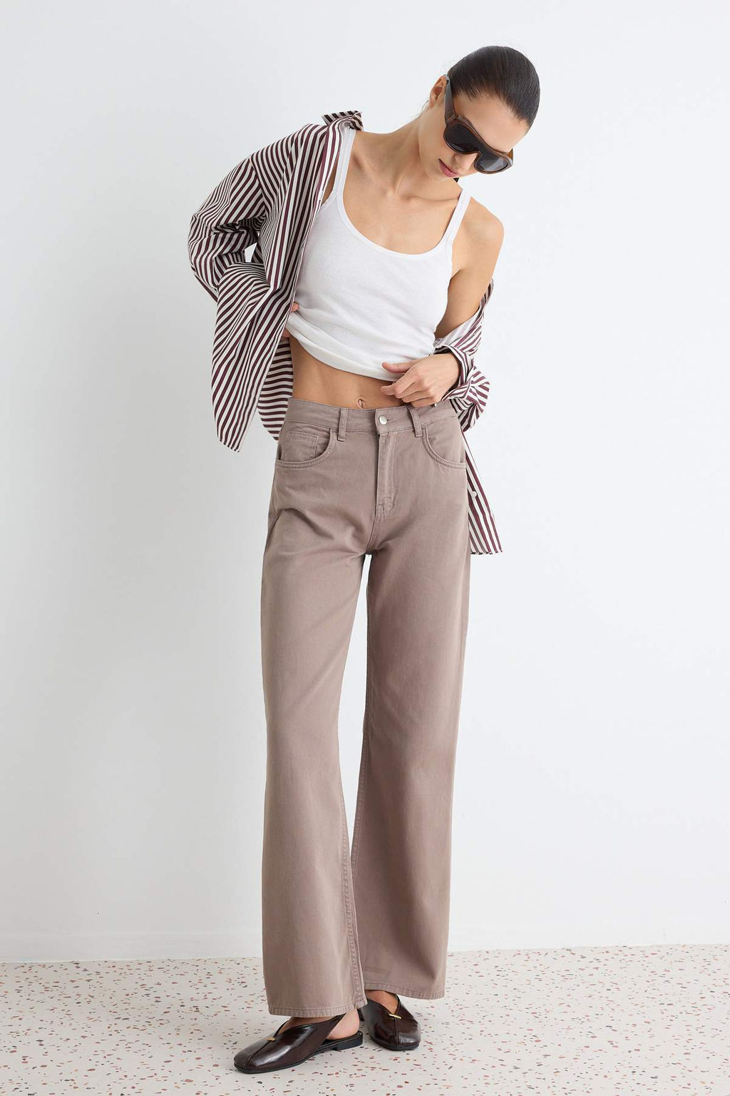 Vizon %100 Pamuk Y_ksek Bel Wide Leg Jeans TWOAW27JE00108 - Trendyolmilla фото 3