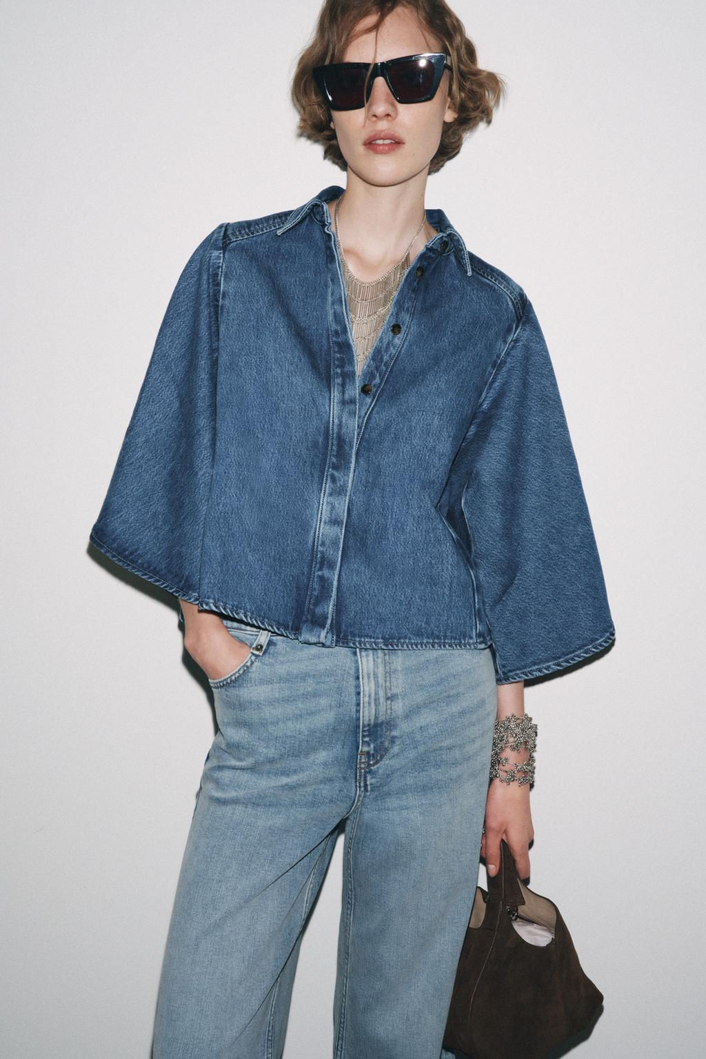 ZW COLLECTION DENIM KIMONO SHIRT - Zara фото 5