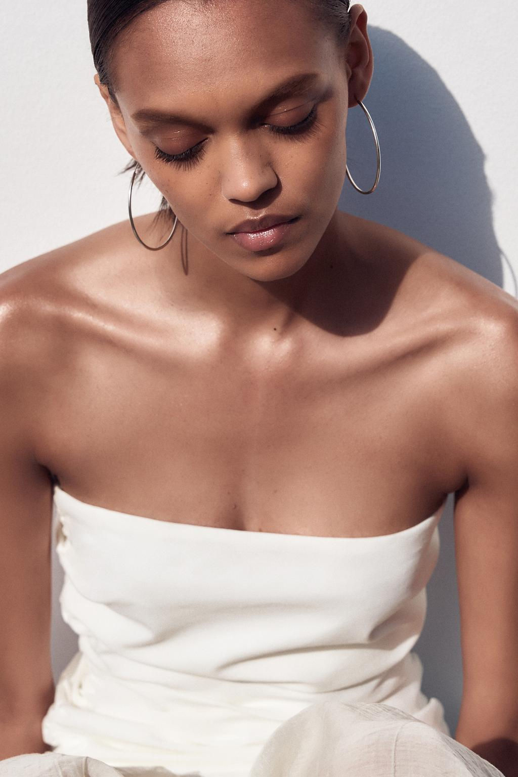 CONTRAST STRAPLESS MIDI DRESS - Zara фото 6