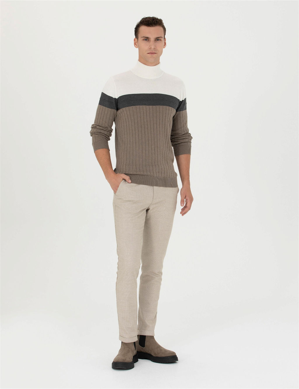 Vizon Melanj Slim Fit Bal_k__ Yaka Triko Kazak - Pierre cardin фото 4