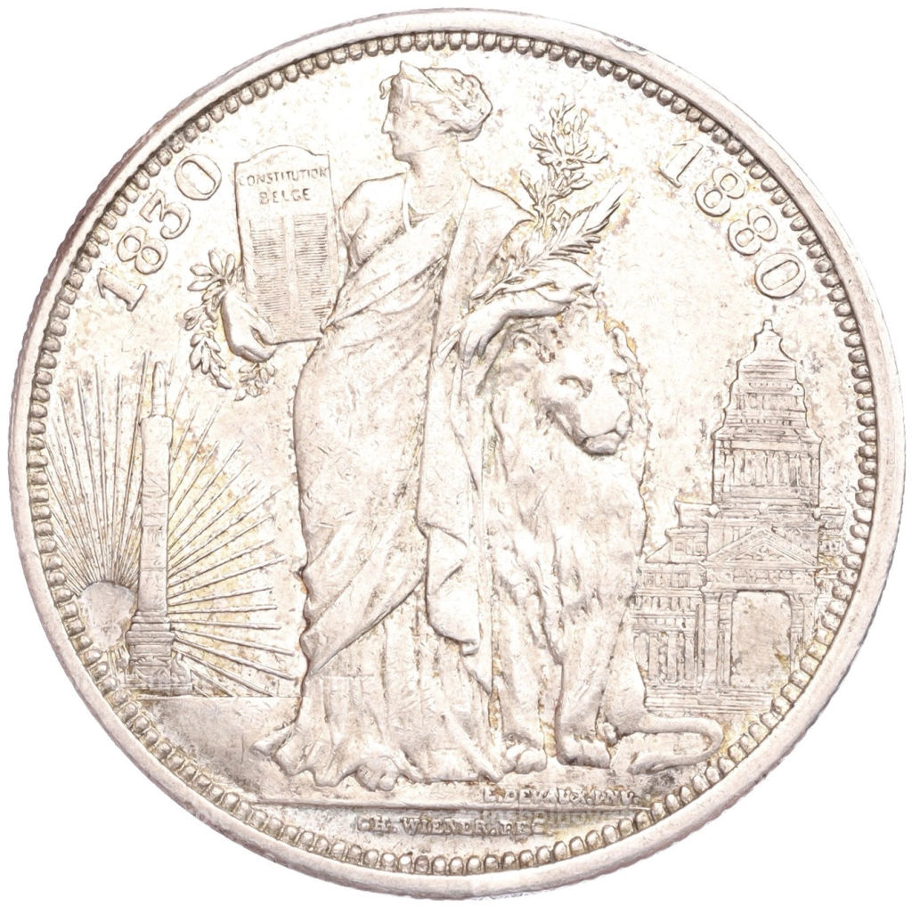 5 франков 1880 года Бельгия 50 лет Независимости