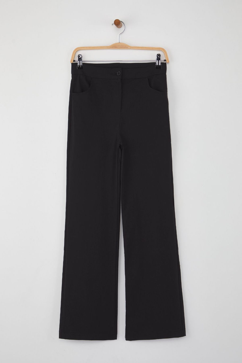Teen Siyah Fitted Likral? Esnek Wide Leg/Genis Paca Pantolon TWOAW26PL00009 - Trendyolmilla фото 5
