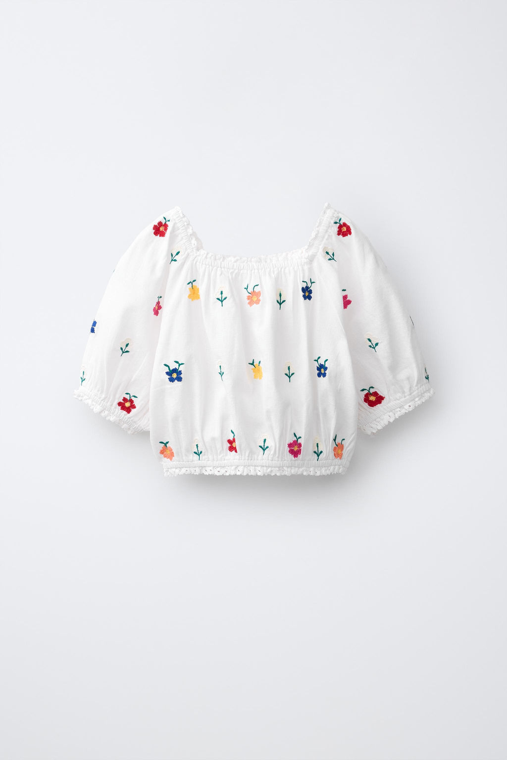 BLUSA GLOBO FLORES BORDADAS / Multicolor - Zara фото 2